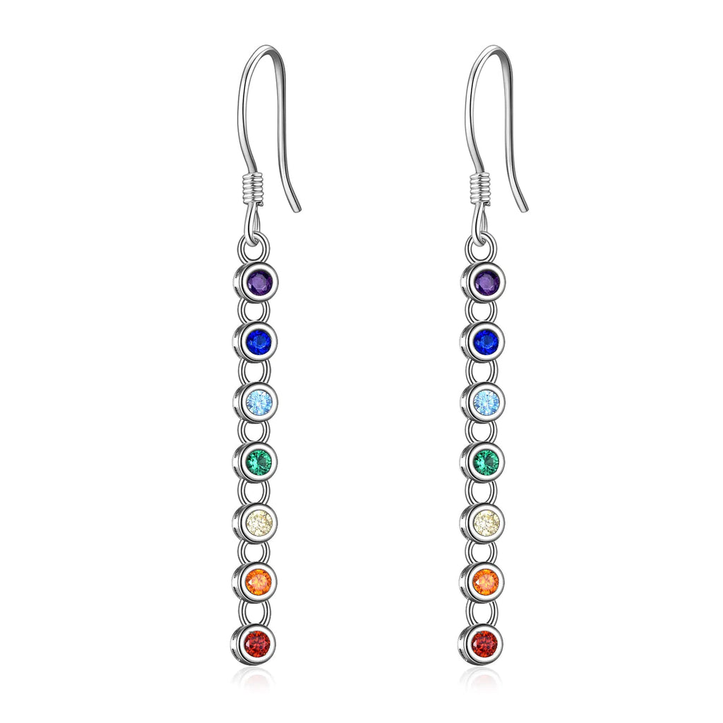 Sterling Silver Chakra Earrings Chakra dangle Drop Earrings Chakra Gifts for Women