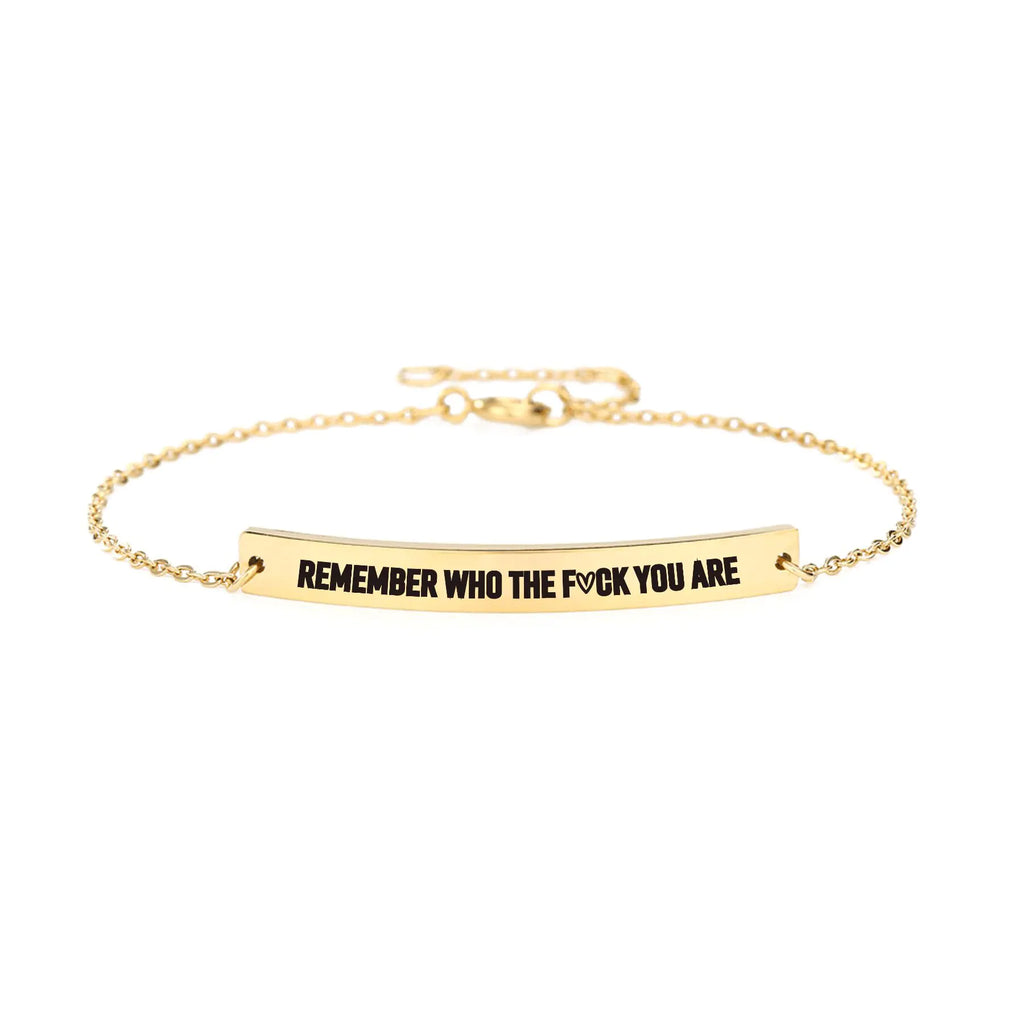 Remember Who The F You Are Bracelet - Remember Who You Are Bracelet Motivational Bracelet Stainless Steel Engraved Bracelet Inspirational Bracelet Jewelry Gifts for Women Friend (Remember Bracelet 2)
