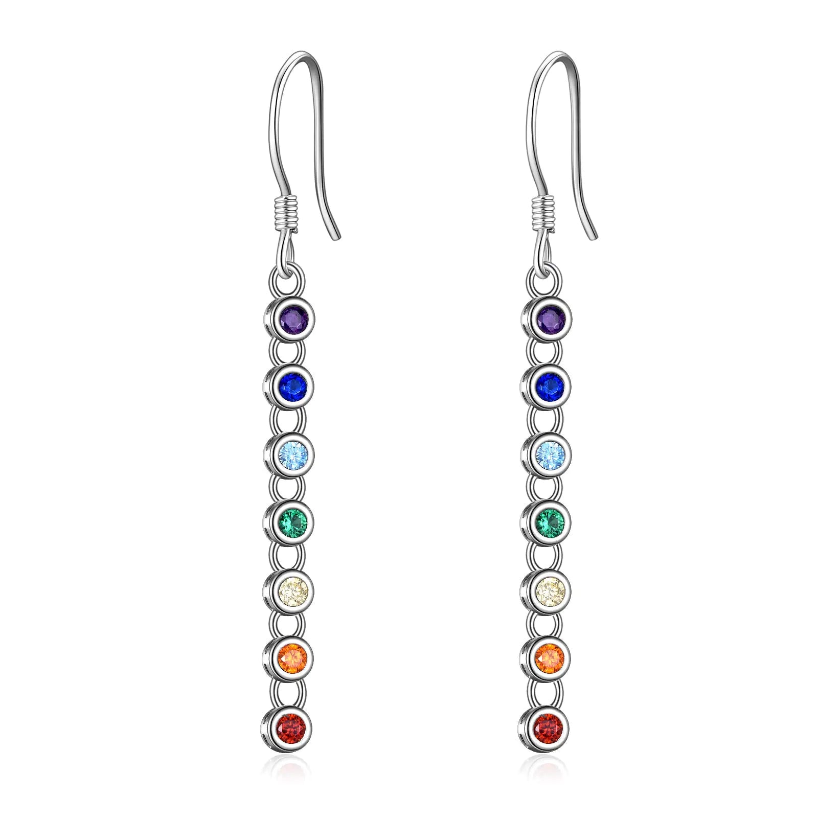 Sterling Silver Chakra Earrings Chakra dangle Drop Earrings Chakra Gifts for Women